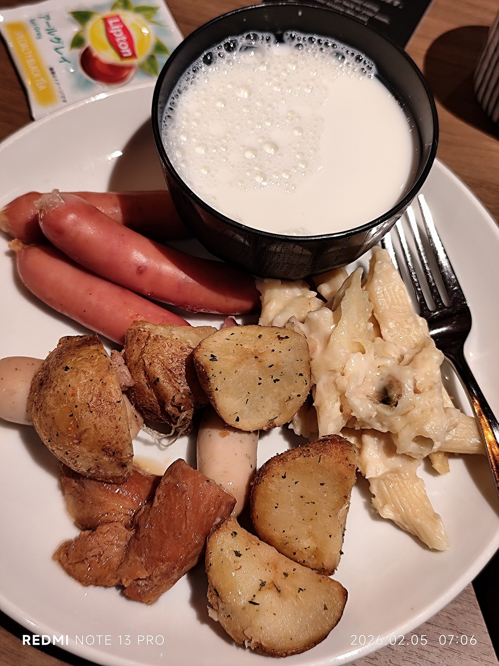 Hotel restaurant buffet with a variety of dishes for breakfast