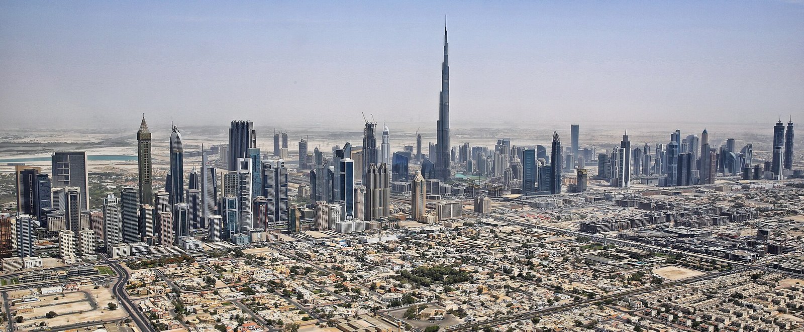 Downtown Dubai skyline with Burj Khalifa and modern hotels