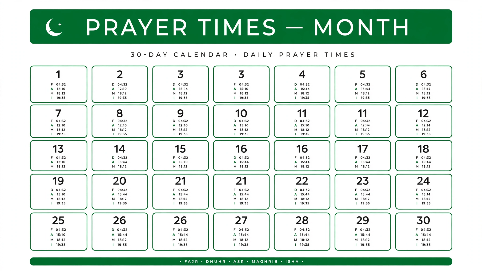 abu dhabi prayer timetable — monthly prayer schedule calendar 2026