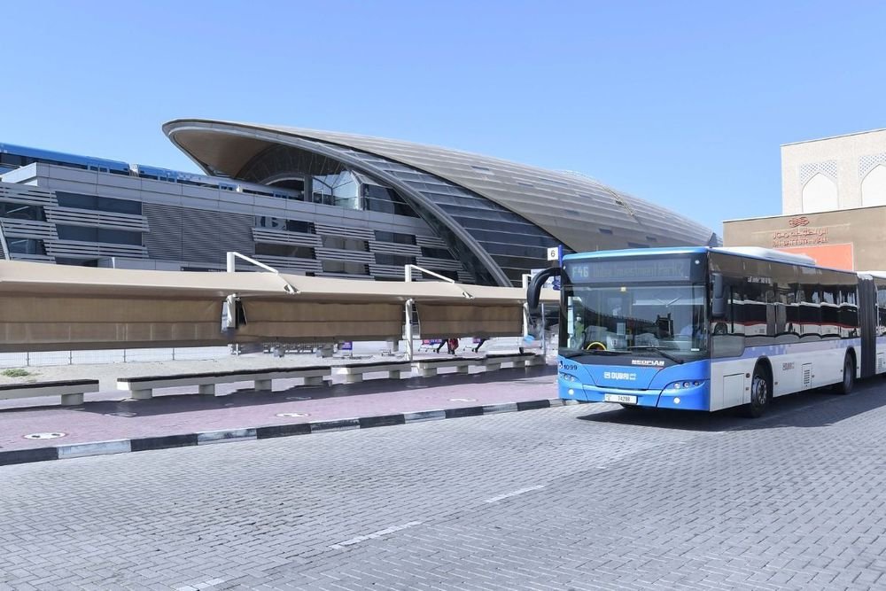 RTA buses at Al Satwa bus station Dubai route network