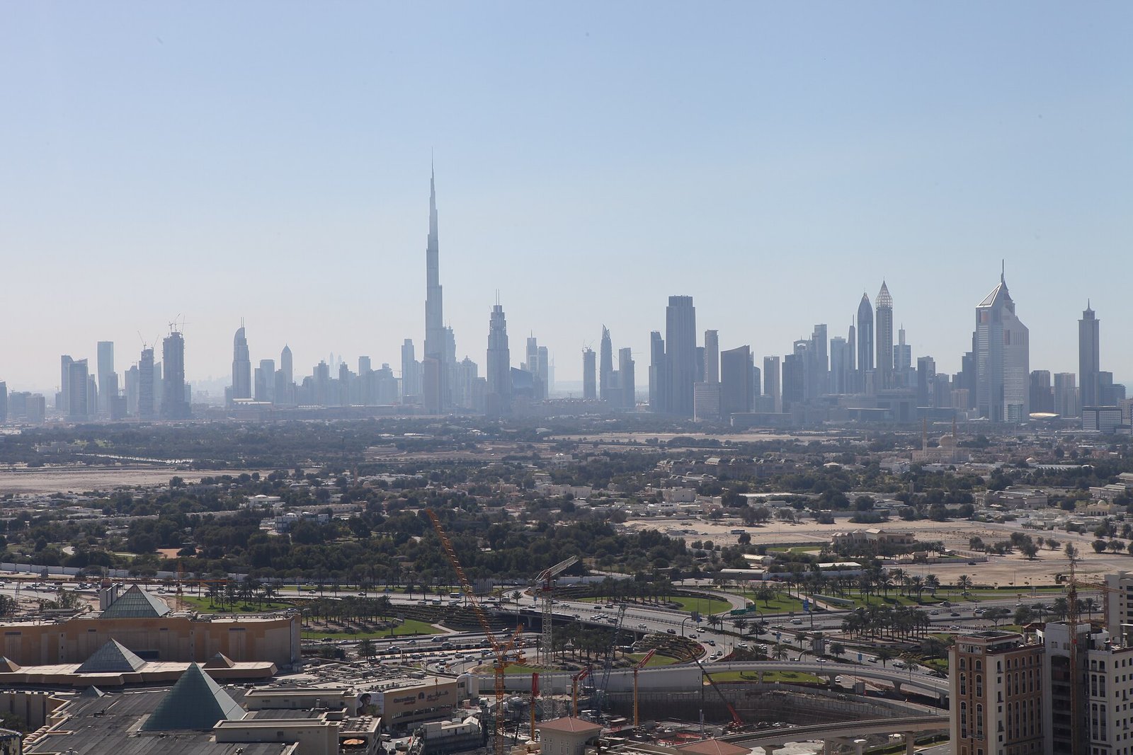 Dubai skyline with modern skyscrapers, the city where Dr Azad Moopen founded his first clinic in 1987