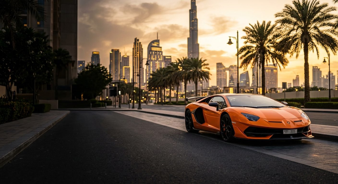 Supercar parked in Downtown Dubai, the kind of luxury car content behind Mo Vlogs' net worth