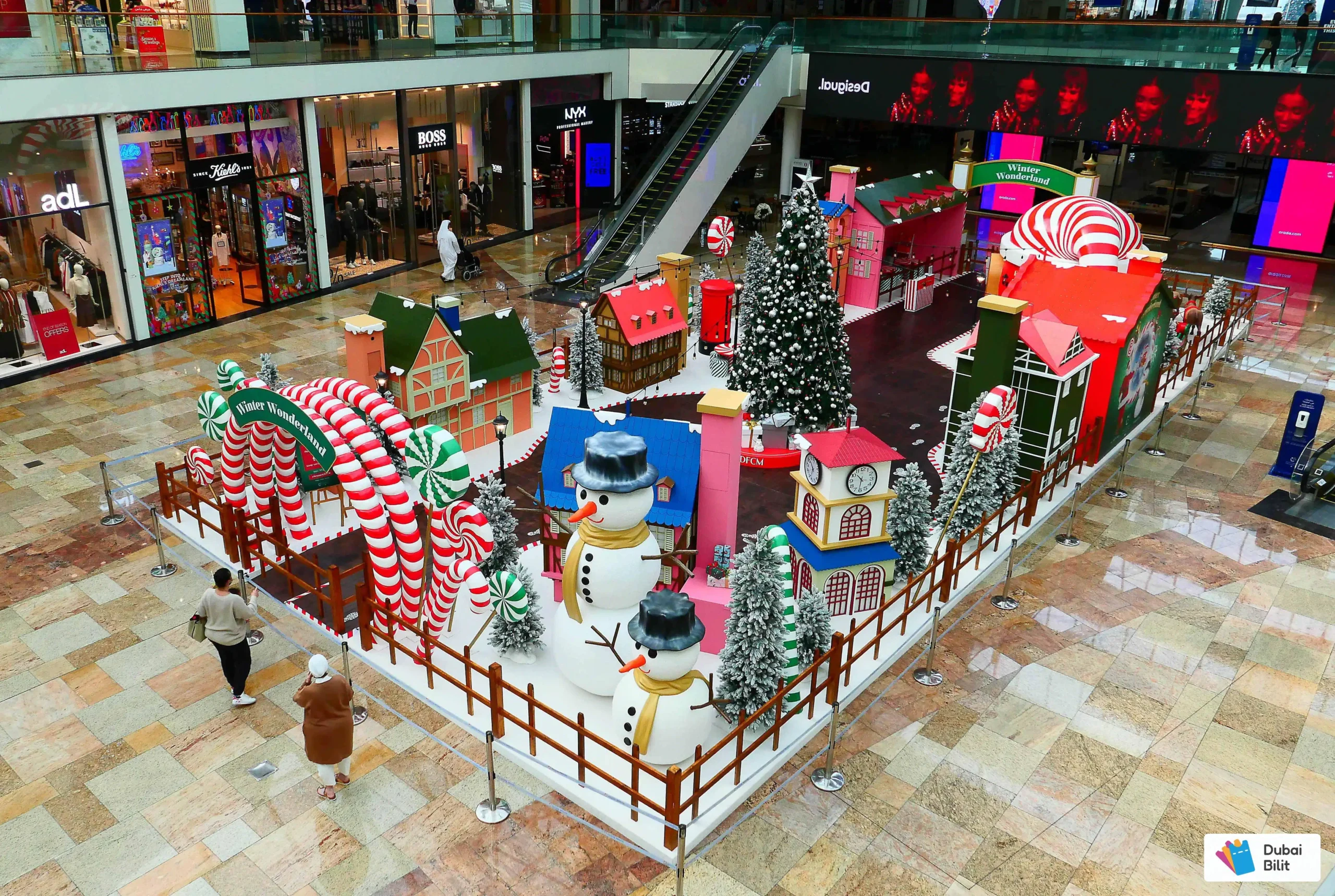 Dubai Mall Christmas decorations in December, part of the festive season in Dubai