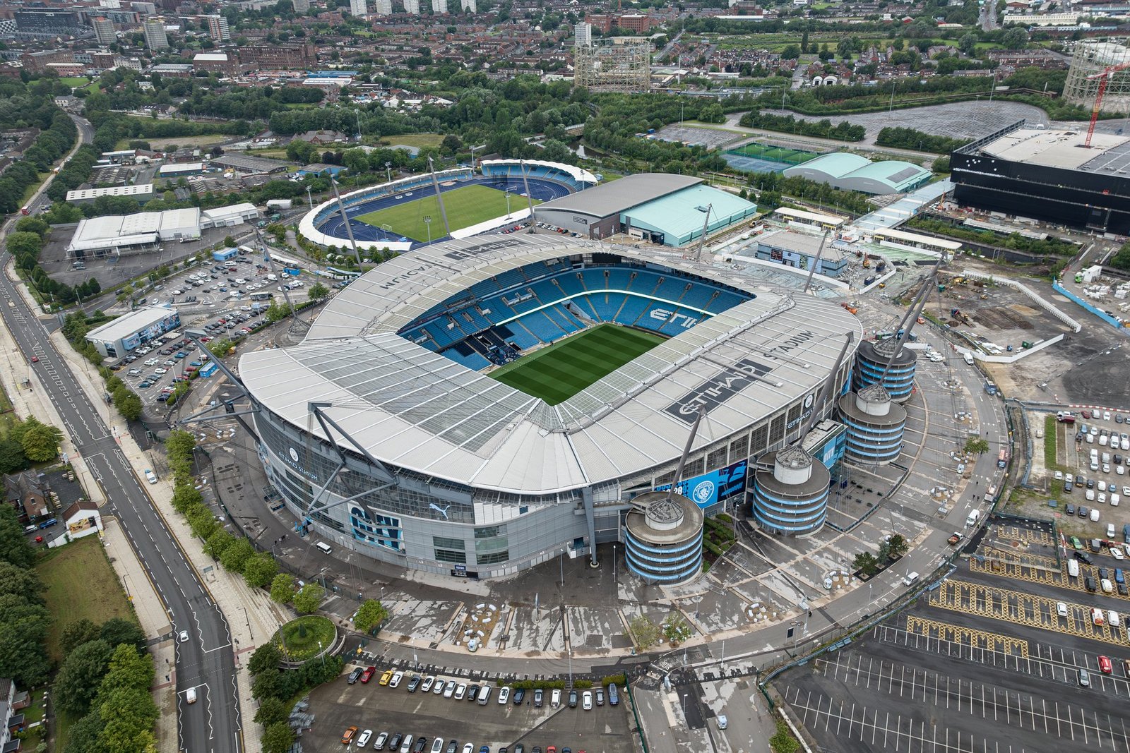 Etihad Stadium in Manchester, home of Manchester City Football Club owned by Sheikh Mansour through City Football Group