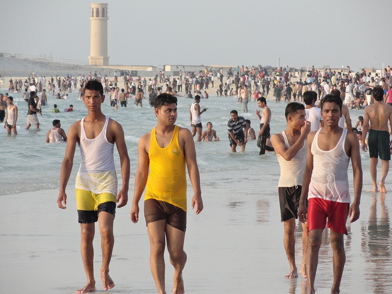 Umm Suqeim night swimming beach Dubai at dusk with calm sea