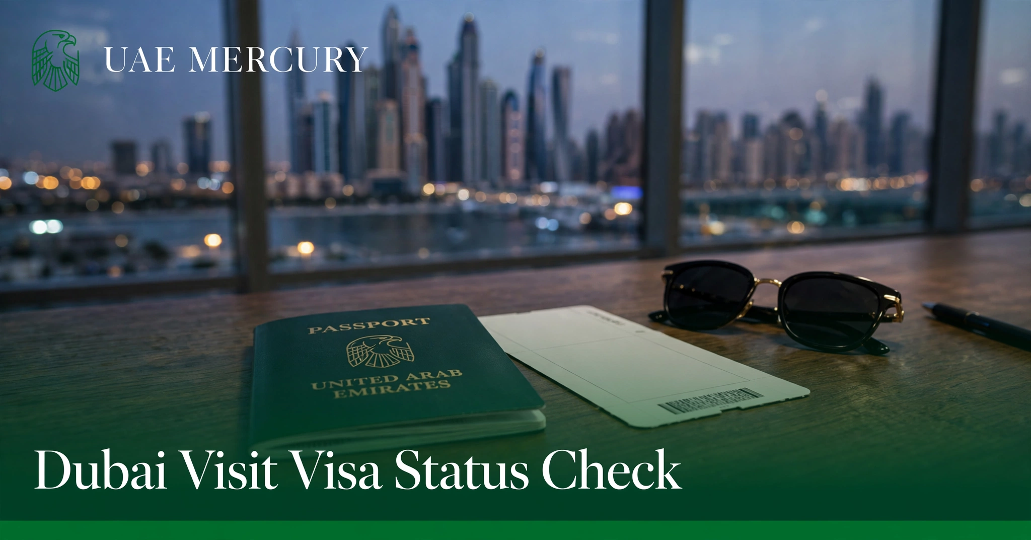 Dubai visit visa status check — passport and boarding pass at Dubai airport
