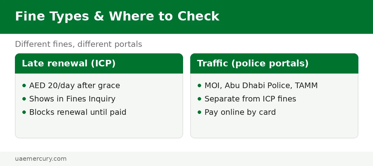 Types of fines on an Emirates ID — emirates id fine check: late renewal, traffic and immigration fines explained
