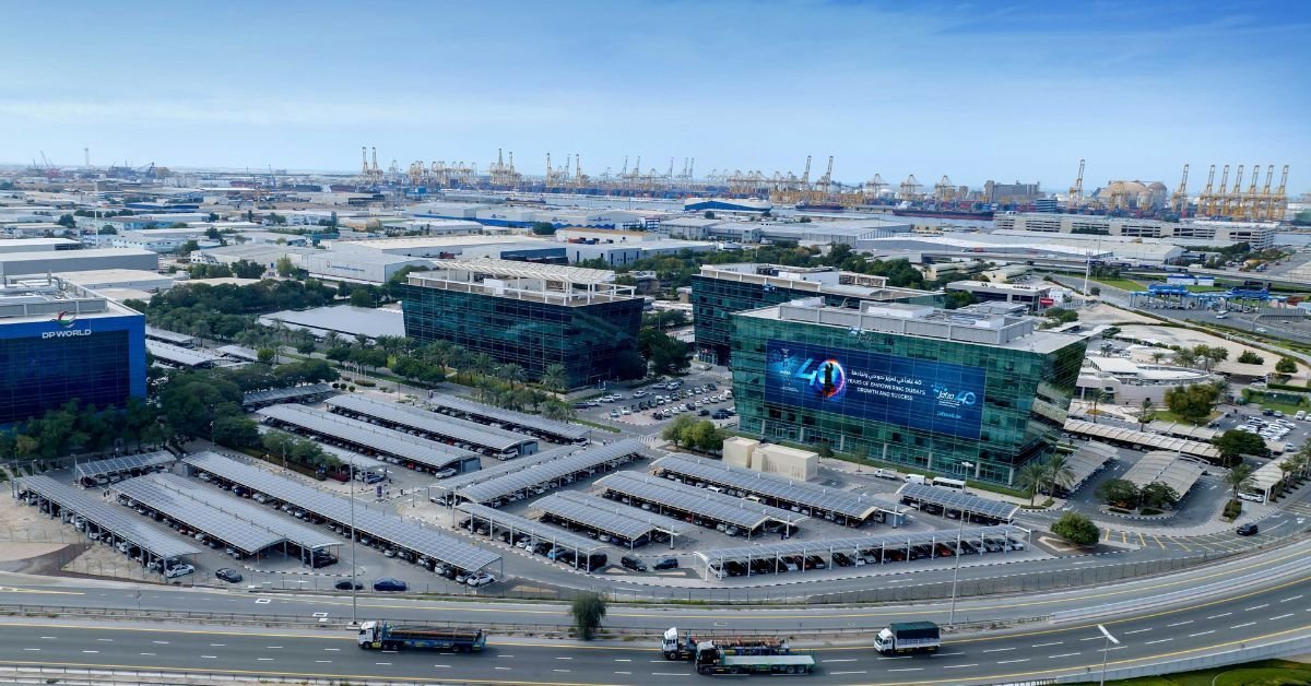 JAFZA Gate 11 free zone aerial view Jebel Ali South