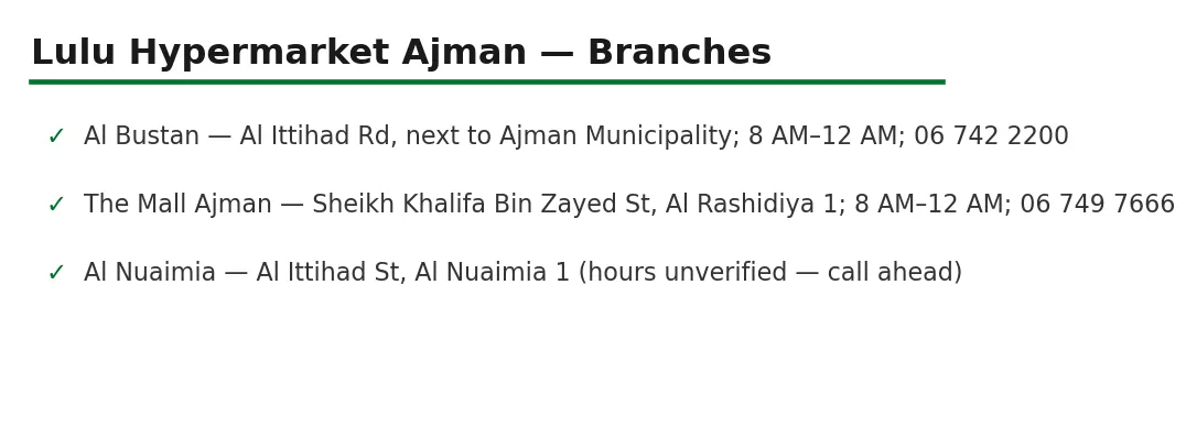 Lulu Hypermarket Ajman branches