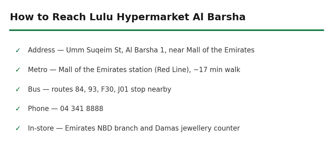 How to reach Lulu Hypermarket Al Barsha