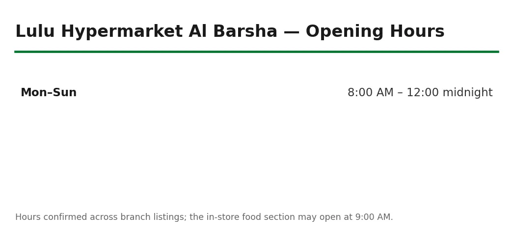 Lulu Hypermarket Al Barsha opening hours