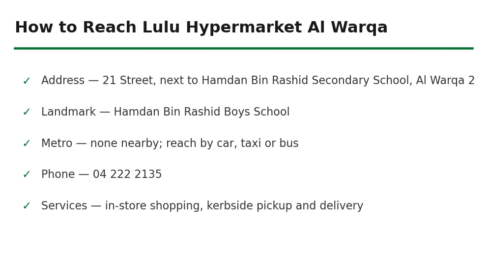 How to reach Lulu Hypermarket Al Warqa