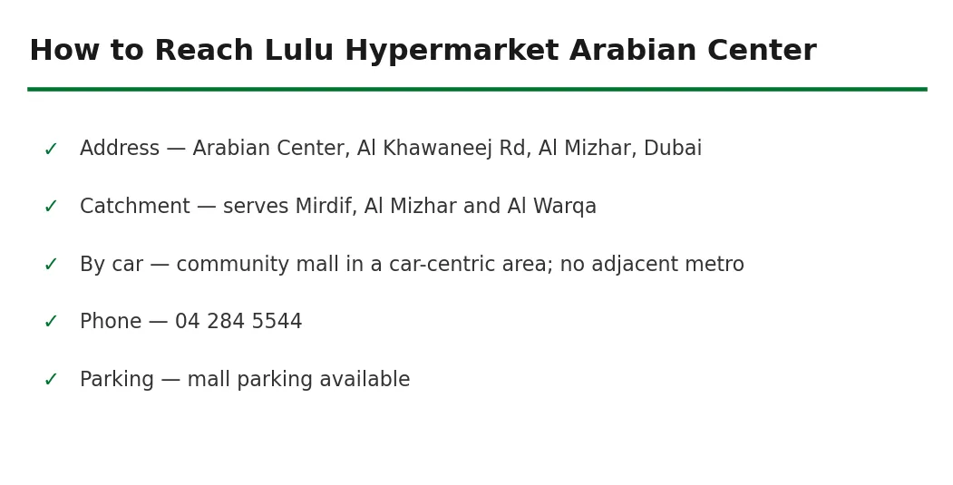 How to reach Lulu Hypermarket Arabian Center