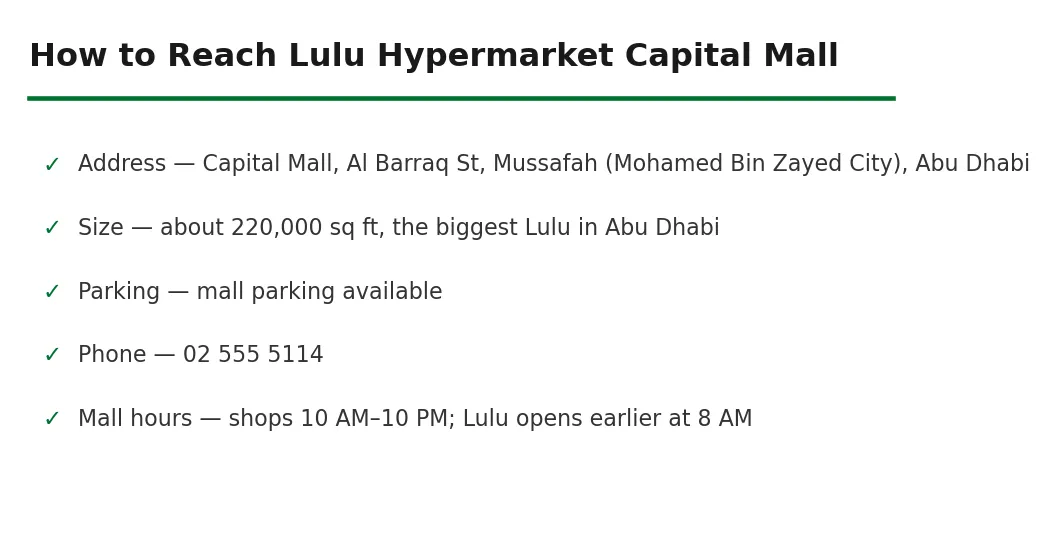 How to reach Lulu Hypermarket Capital Mall