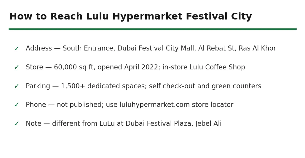 How to reach Lulu Hypermarket Festival City