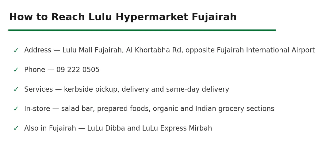 How to reach Lulu Hypermarket Fujairah