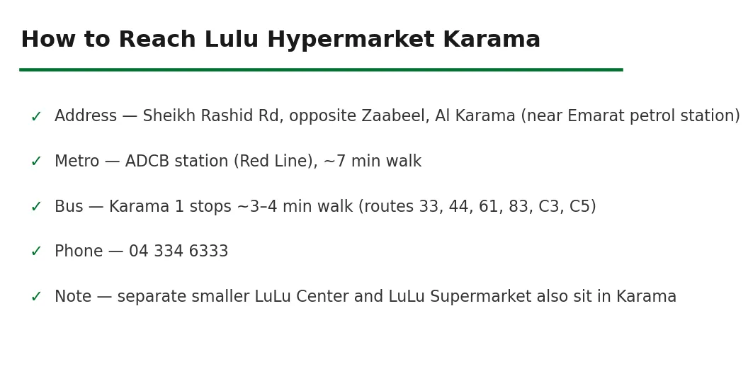 How to reach Lulu Hypermarket Karama