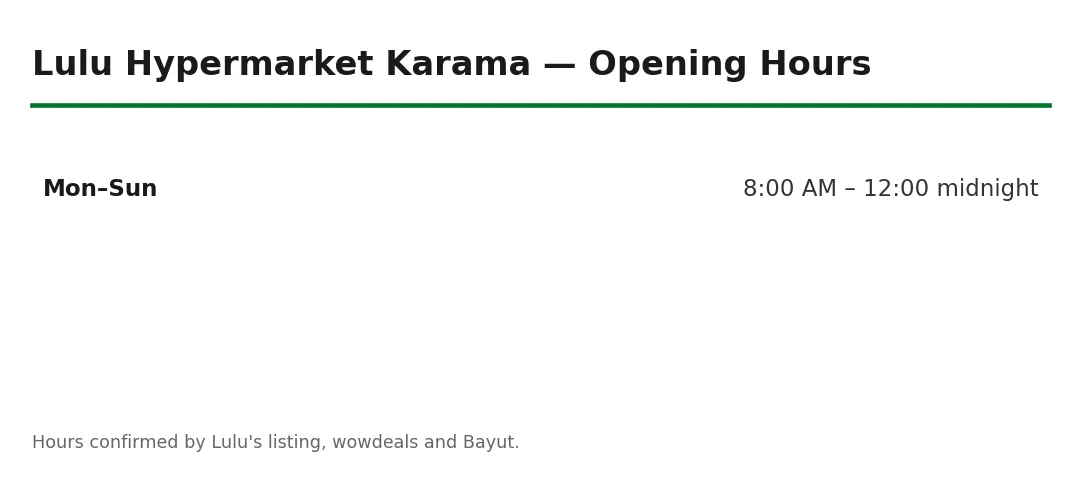 Lulu Hypermarket Karama opening hours