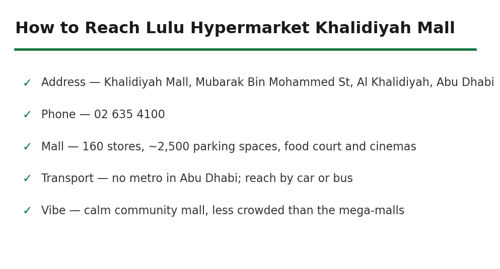 How to reach Lulu Hypermarket Khalidiyah Mall