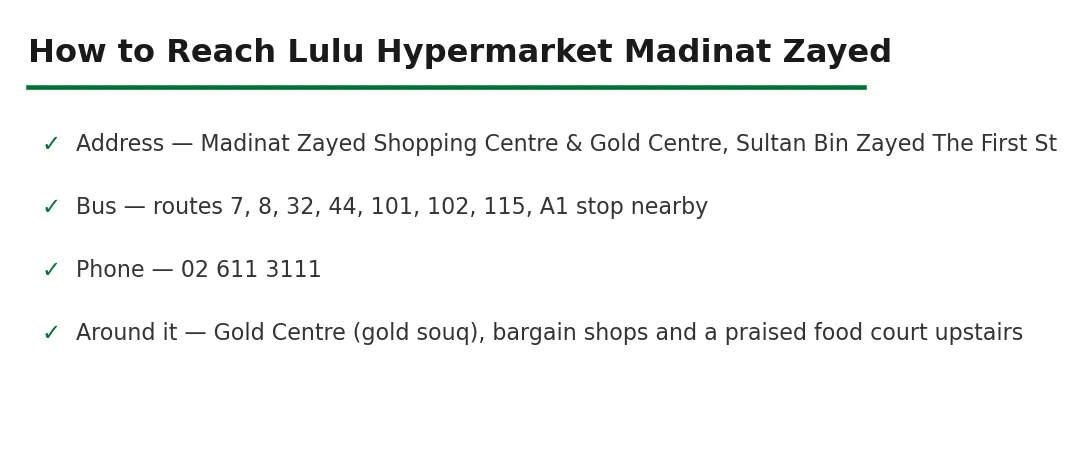 How to reach Lulu Hypermarket Madinat Zayed
