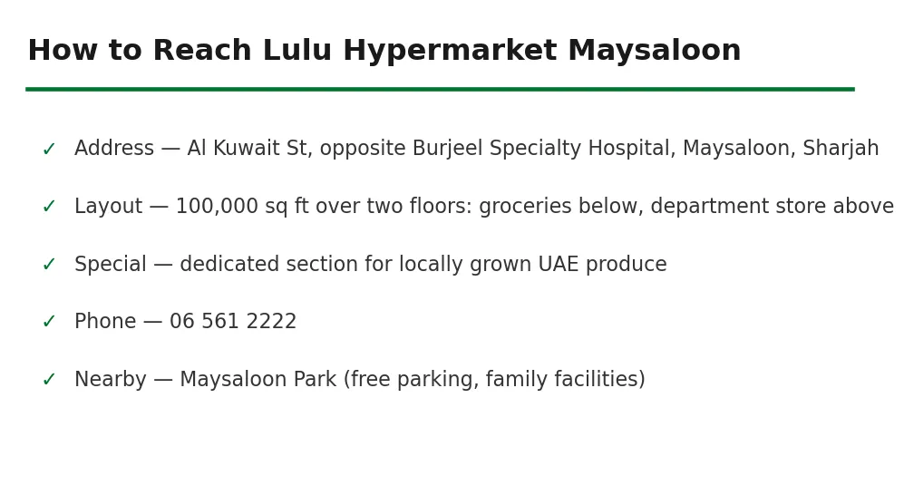 How to reach Lulu Hypermarket Maysaloon