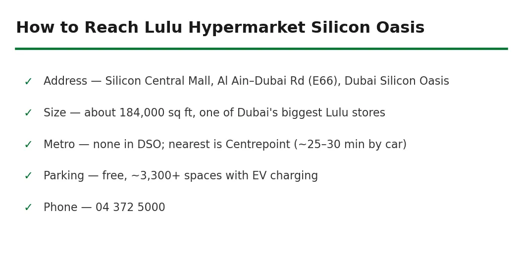 How to reach Lulu Hypermarket Silicon Oasis