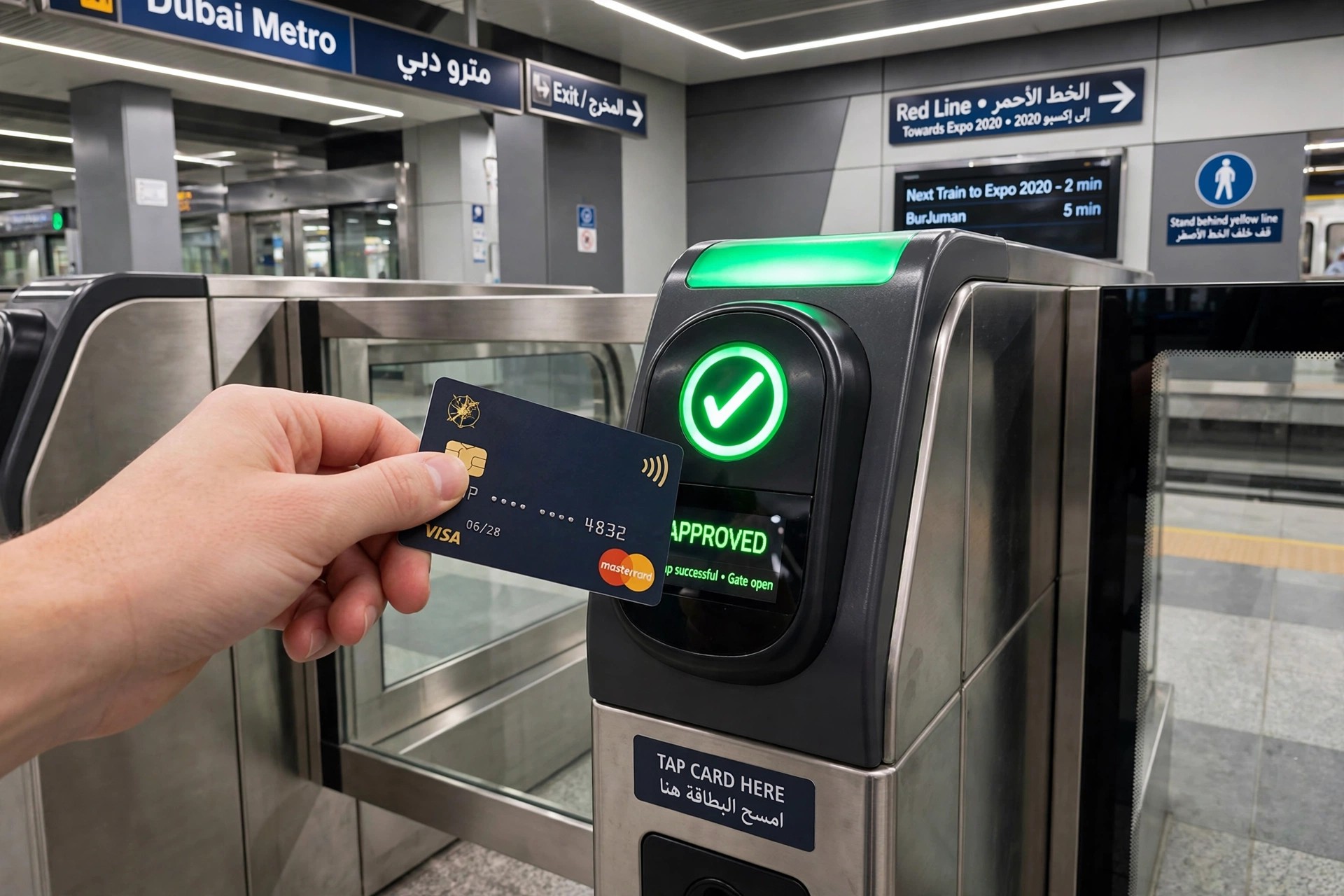 pay Dubai metro fare with bank card after nol upgrade